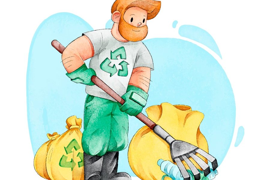 disegno di un operatore ecologico